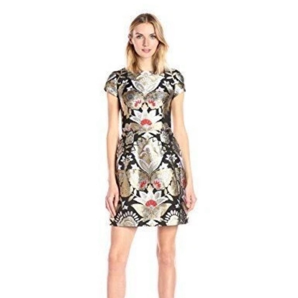 Ted Baker Black and Gold Mini Dress